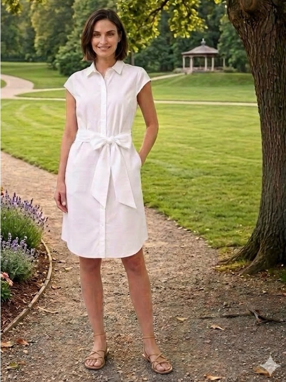 Mexx White Cotton Midi Shirt Dress size large